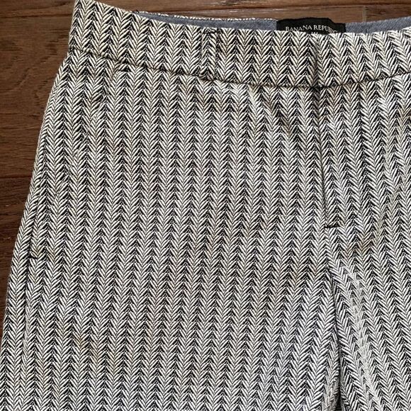 Banana Republic Tailored Black White Woven Modern Pattern Shorts Size 0 - Picture 3 of 6